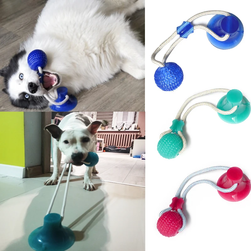 Dog Toys for Large Dogs Interactive Suction Cup TPR Balls Puppy Accessories Tooth Cleaning Chewing Supplies | Дом и сад