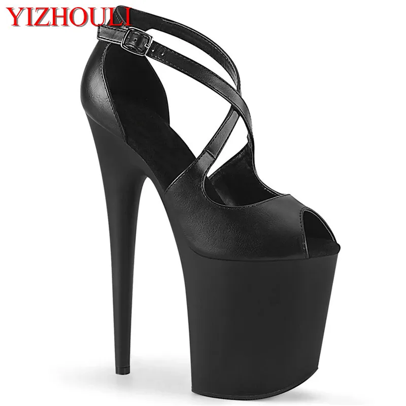 8 inch, summer sandals, pole shoes for parties and nightclubs, cross buckled vamp, 20 cm high heel models, dancing shoes