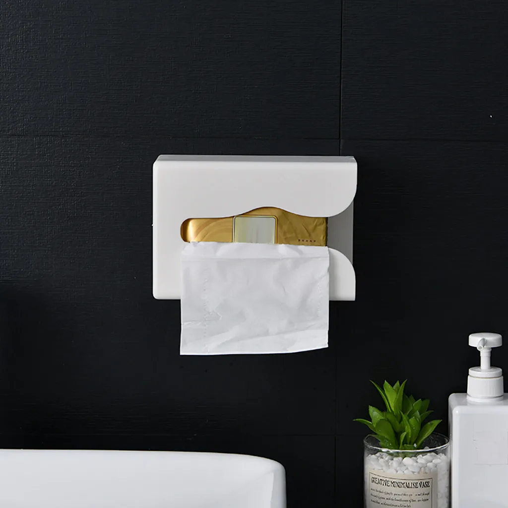 waterproof Kitchen plastic punch-free tissue box Seamless wall-mounted paper towel storage can used Car living room bathroom | Дом и сад