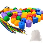 Детская игрушка Монтессори для дошкольного возраста-50 бусин с 4 струнами