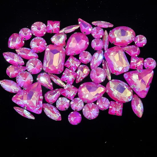 A44 Fuchsia AB 50 шт./пакет формы микс серебро коготь Установка ясный и желейные конфеты стеклянные стразы цвета Кристалл пришить стразы торжественное платье туфель и сумки diy кружевной отделкой - Цвет: A44 Fuchsia AB