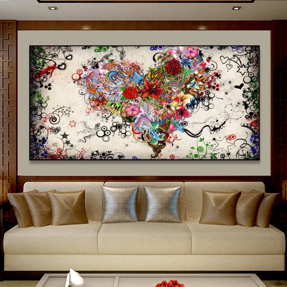 Настенная художественная картина холст с принтом любви абстрактная красочные