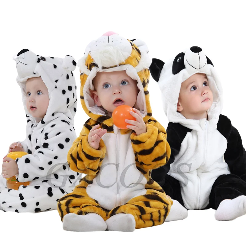 

Baby Cartoon Romper Newborn Hooded Infant Clothing Boy Girl Pajamas Animal Onesie Jumpsuit Unicorn Costumes Flannel Baby Rompers