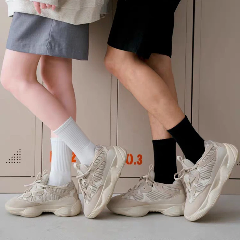 5Pairs/lot Thicken Cotton Men's Socks Solid Terry Long Socks Women Black White Warm Thick Socks Male Sport Casual Calcetines