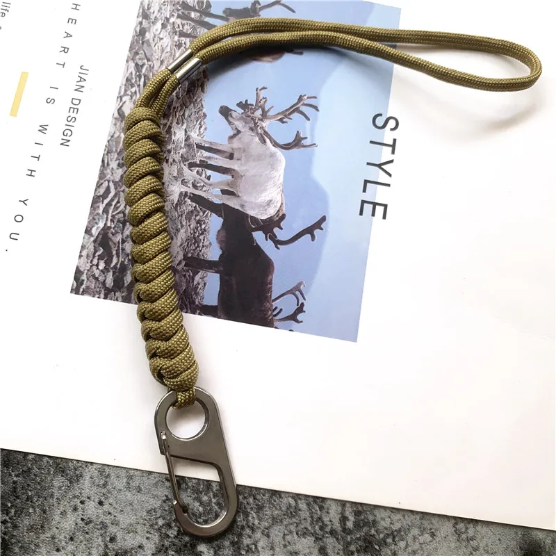 

Handmade Stainless steel carabiner Lanyard Keychain Quick release hook Paracord Rope Keychain Camping Bag knife Car Key Keyring
