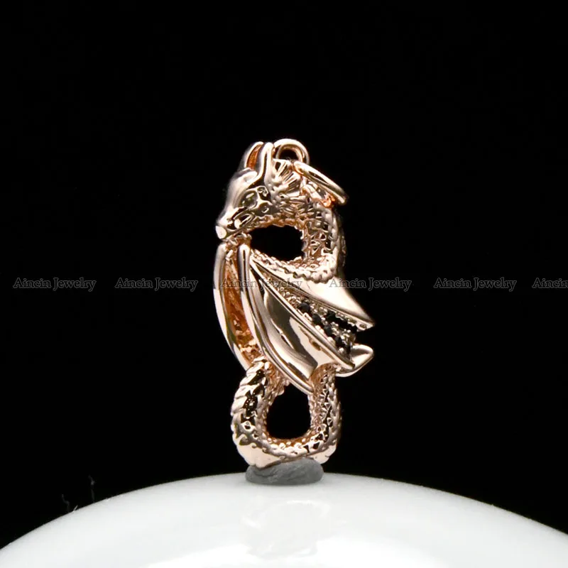 Высокое качество розовое золото серебряное покрытие трехмерный дракон с