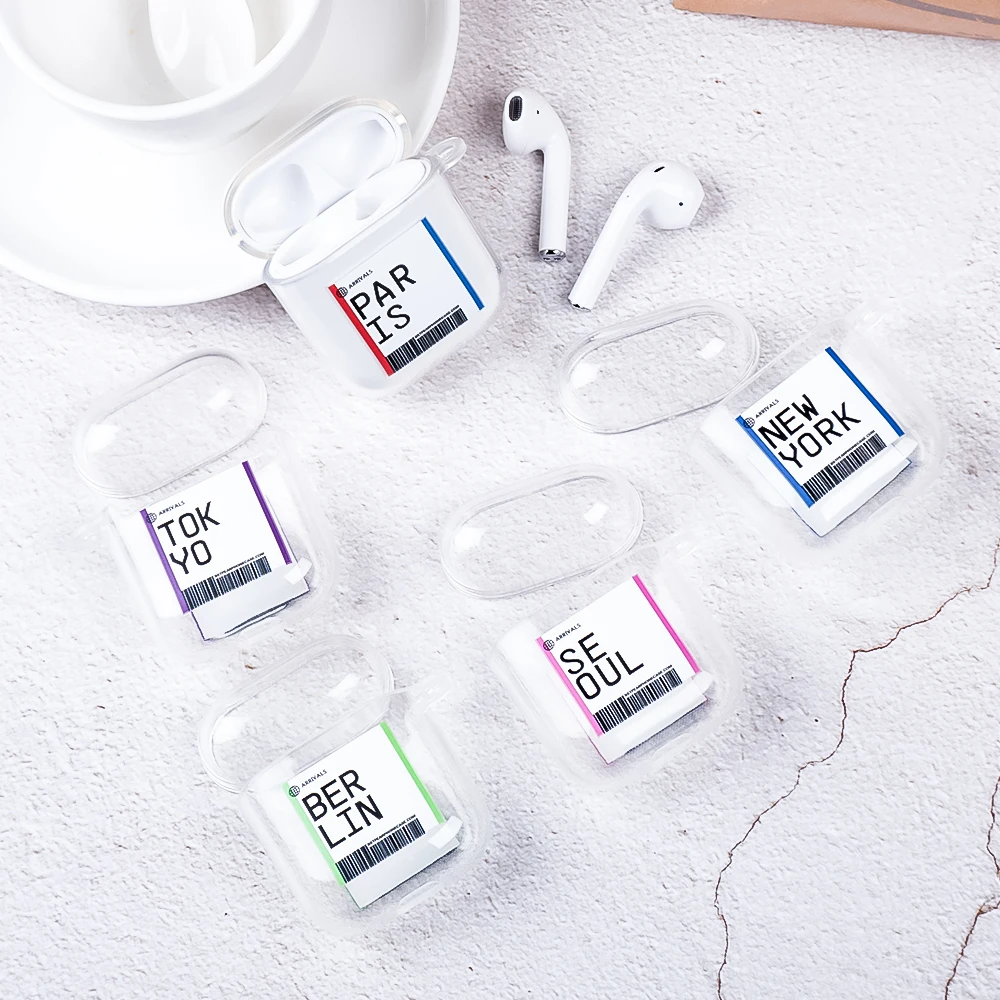 Модный чехол для гарнитуры Airpods 2 1 из ТПУ с прозрачными наушниками этикетками
