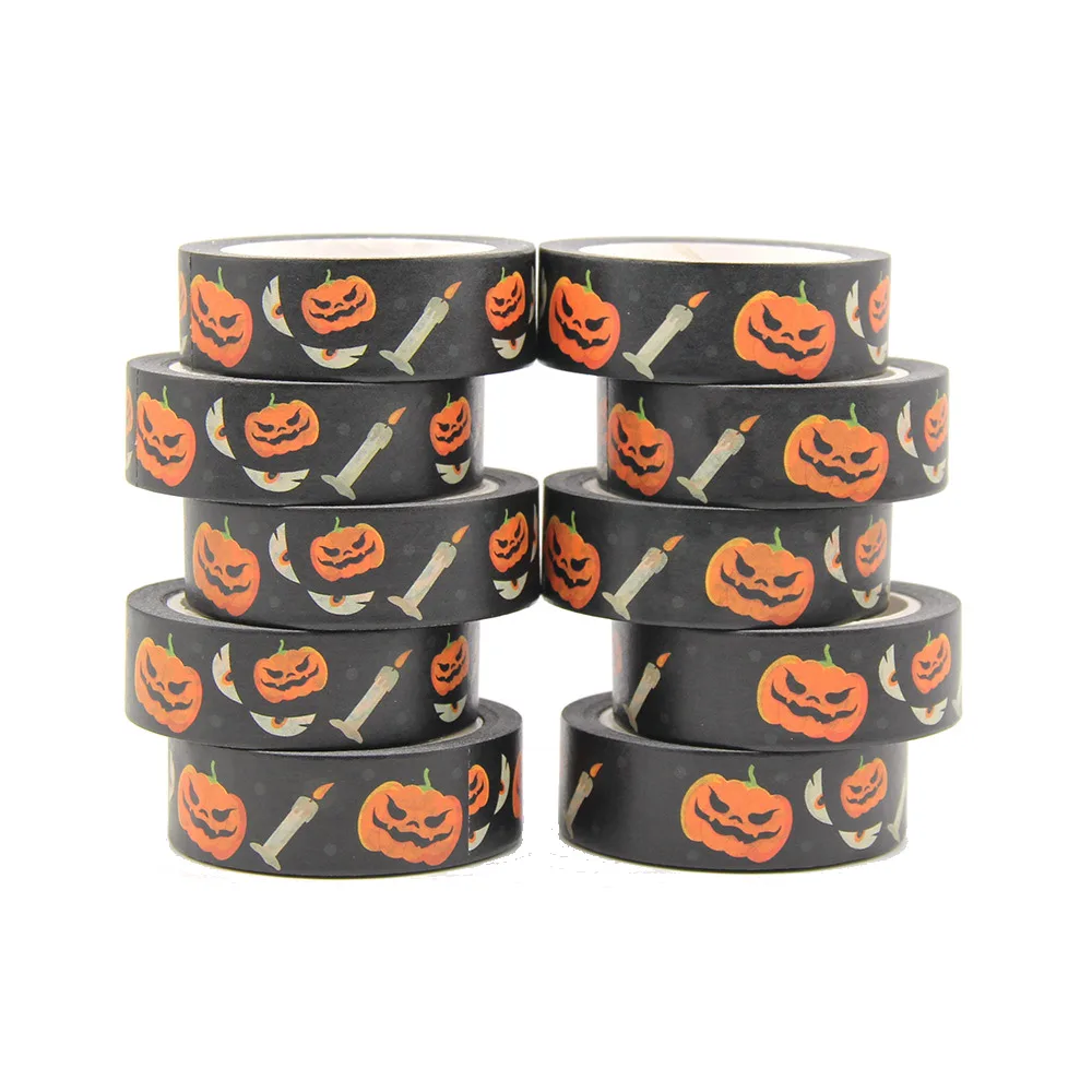 

Новинка 10 шт./лот 15 мм * 10 м лента васи в виде тыквы привидения свечи для Хэллоуина самодельная бумага для скрапбукинга фотоальбома клейкая М...