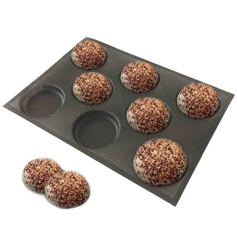 

Silicone Hamburger Bread Forms Perforated Bakery Molds Non Stick Baking Sheets Fit Half Pan Size
