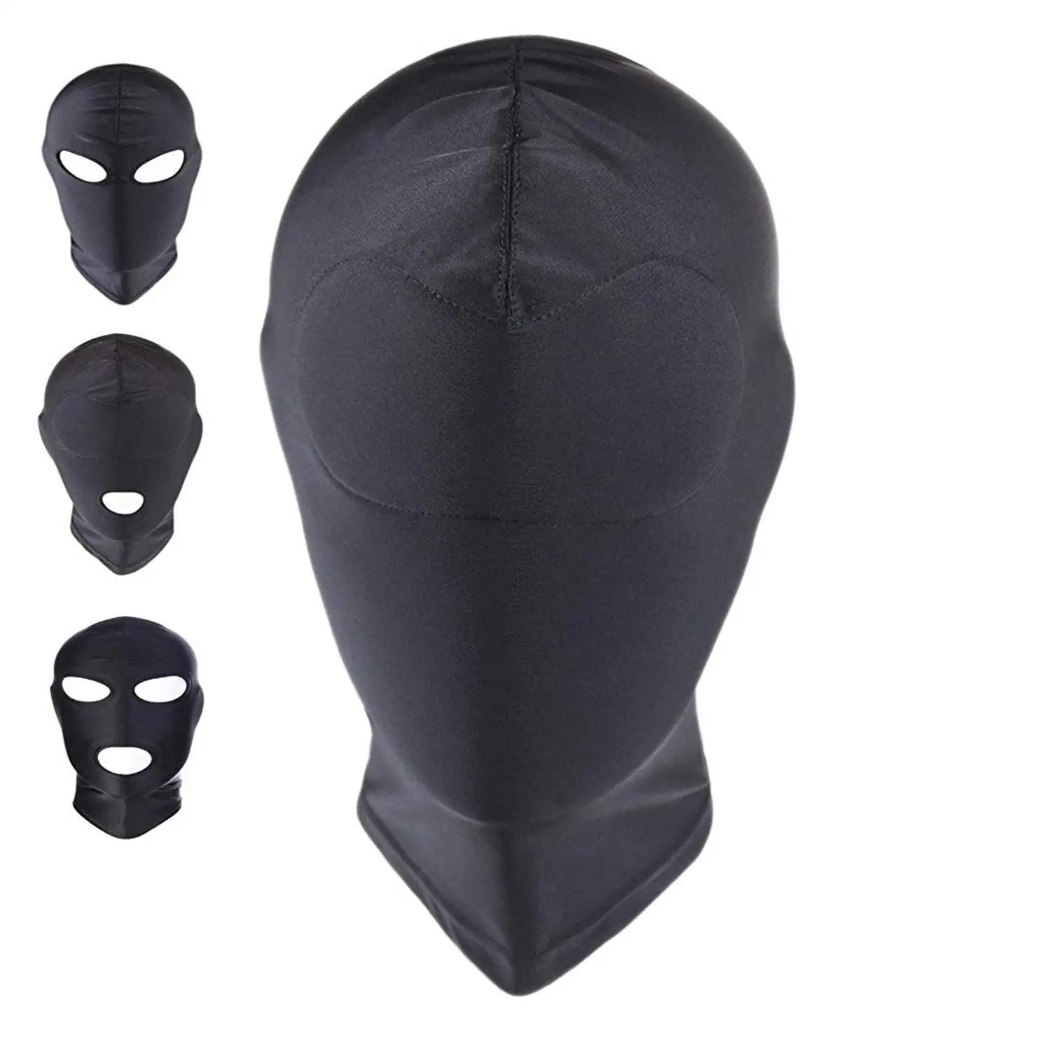 Черная дышащая полноразмерная маска капюшон из спандекса для костюма Zentai