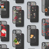 merry christmas cartoon elk phone case matte transparent for iphone 7 8 11 12 plus mini x xs xr pro max cover