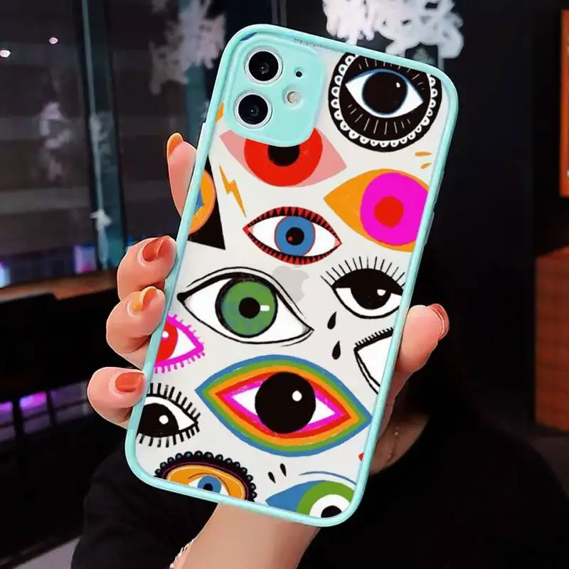 

Turkish lucky Blue Evil Eye art Phone Cases matte transparent For iphone 7 8 11 12 plus mini x xs xr pro max cover