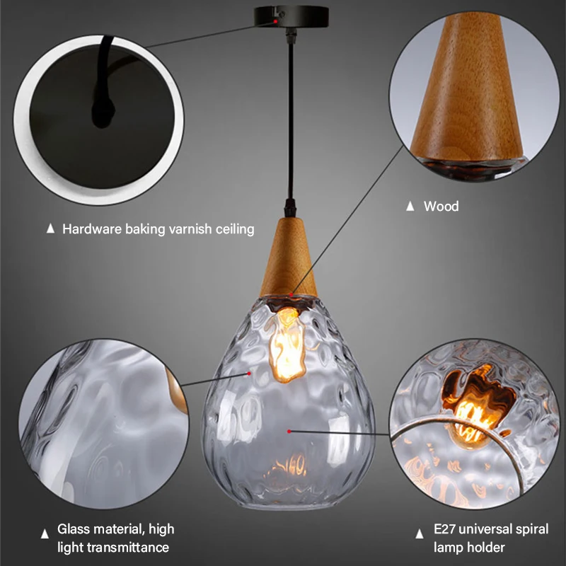 

Nordic modern E27 Edison bulb glass chandelier Creative lighting fixture for bedroom bedside living room lamp restaurant loft