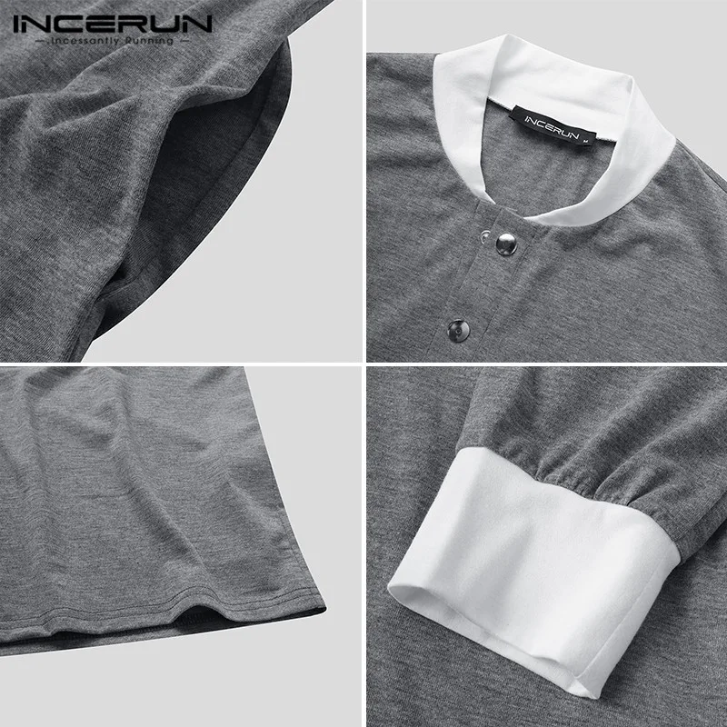 

2021 Men Muslim Kaftan Patchwork Long Sleeve Button Casual Robes Islamic Arabic Men Jubba Thobe Dubai Abaya Caftan S-5XL INCERUN