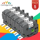 5PK 36 мм трафаретная этикетка для  STe161 черная на прозрачной, совместимой с Brother P-touch