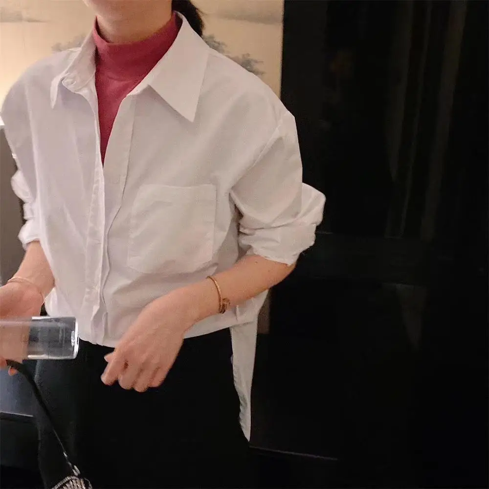 WHITNEY WANG блузки 2020 Весенняя мода уличная одежда корейский стиль поддельные 2 штуки