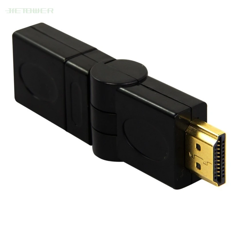 

50pcs/lot Hot Sale Mini HDMI 1.4 Angled Type HDMI Male to Female 90 180 360 Degree Rotating Adapter Supports 720i 720p 1080i