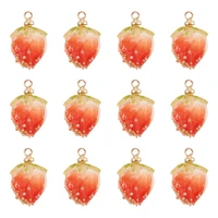 20pc cute pink peach charms bud shape handmade natural real flower dried flower pendant epoxy resin diy fruit strawberry earring