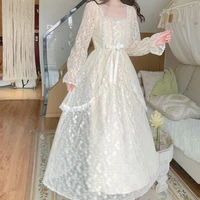 winter vintage fairy dress women lace patchwork lolita party midi dress female korean fashion princess one piece dress 2021