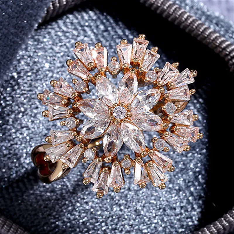 Женское Открытое кольцо WUKALO серебряного цвета, с инкрустацией в виде цветка, 3 цвета