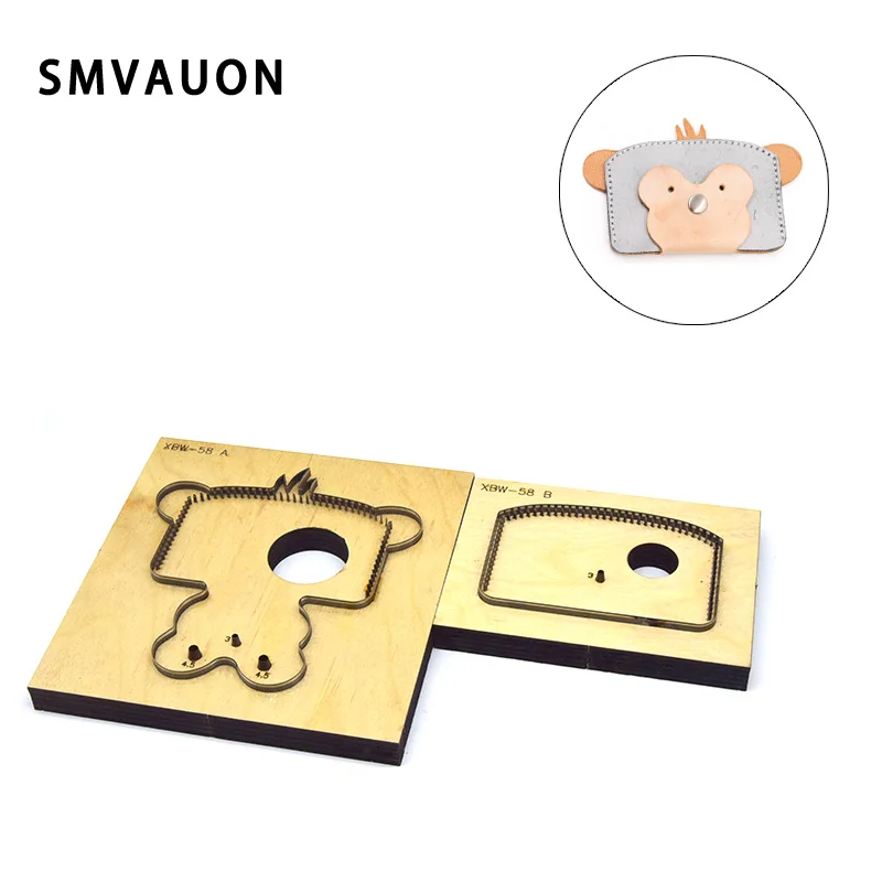 

SMVAUON Leather Die Cutter DIY Monkey Coin Purse Credit Card Holder Wallet Japan Steel Punch Cut Mold Wood Die For Leather Craft