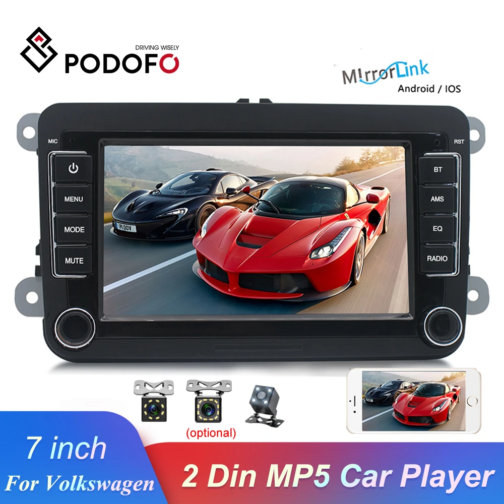 

Podofo 7" 2Din Car Radio Mirrorlink Bluetooth Auto Radio Stereo Touch Screen MP5 Player FM USB AUX For Volkswagen Autoradio