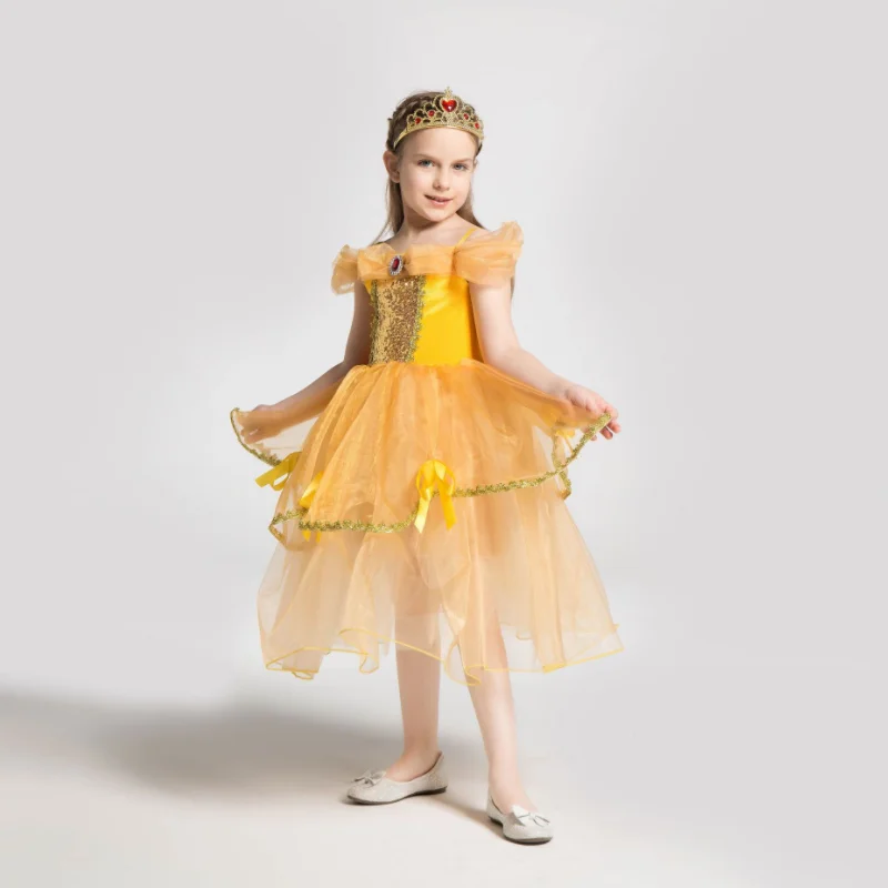 Дети ярмарка BELLA Платье принцессы для костюмированной вечеринки желтый