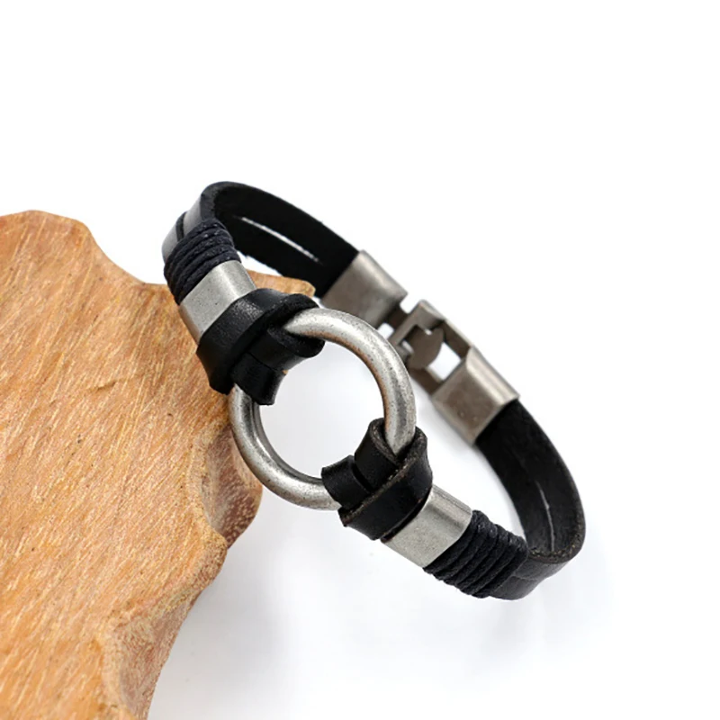 

Trendy High Quality Leather All-match Men's Bracelet Punk Personality Retro Leather Woman Charm Bracelet Birthday Gift Wholesale