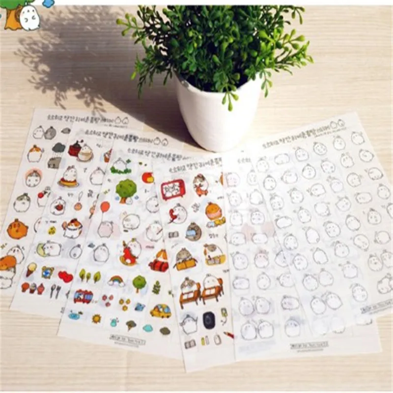 Новое поступление 6 шт./компл. DIY наклейка милый Сезон 3 кролик Molang декоративный
