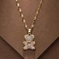 lovely bear rabbit unicorn dolphins necklaces for women 2022 golden titanium steel neck chain jewelry gift for children