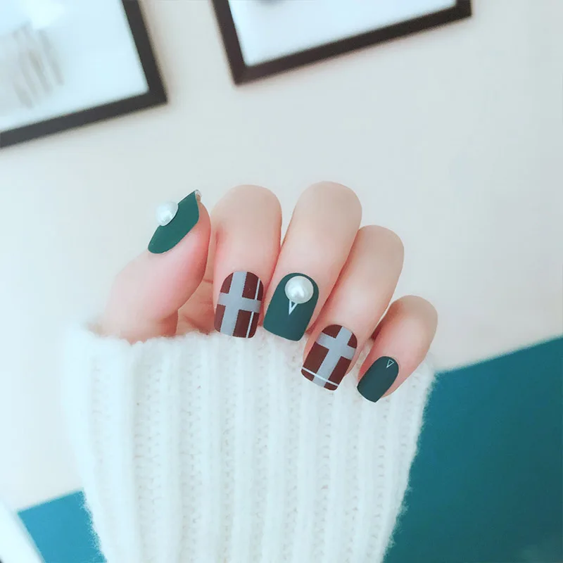 24 шт./коробка декоративные матовые искусственные ногти для девочек|Накладные