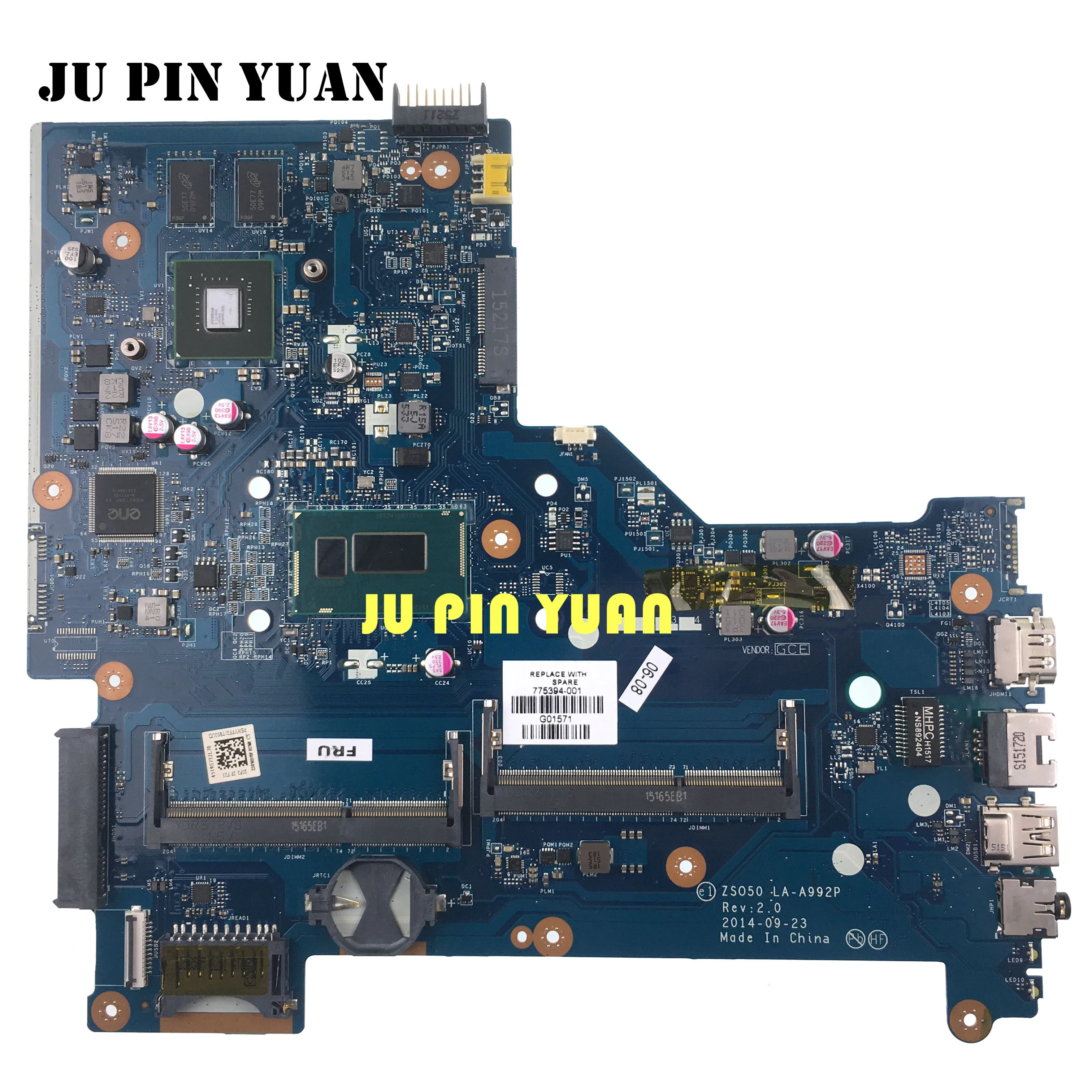 

775394-001 775394-501 For HP 15-R 15-S Series Laptop Motherboard ZSO50 LA-A992P SR1EK I3-4005U 820M 2GB DDR3 100% Tested