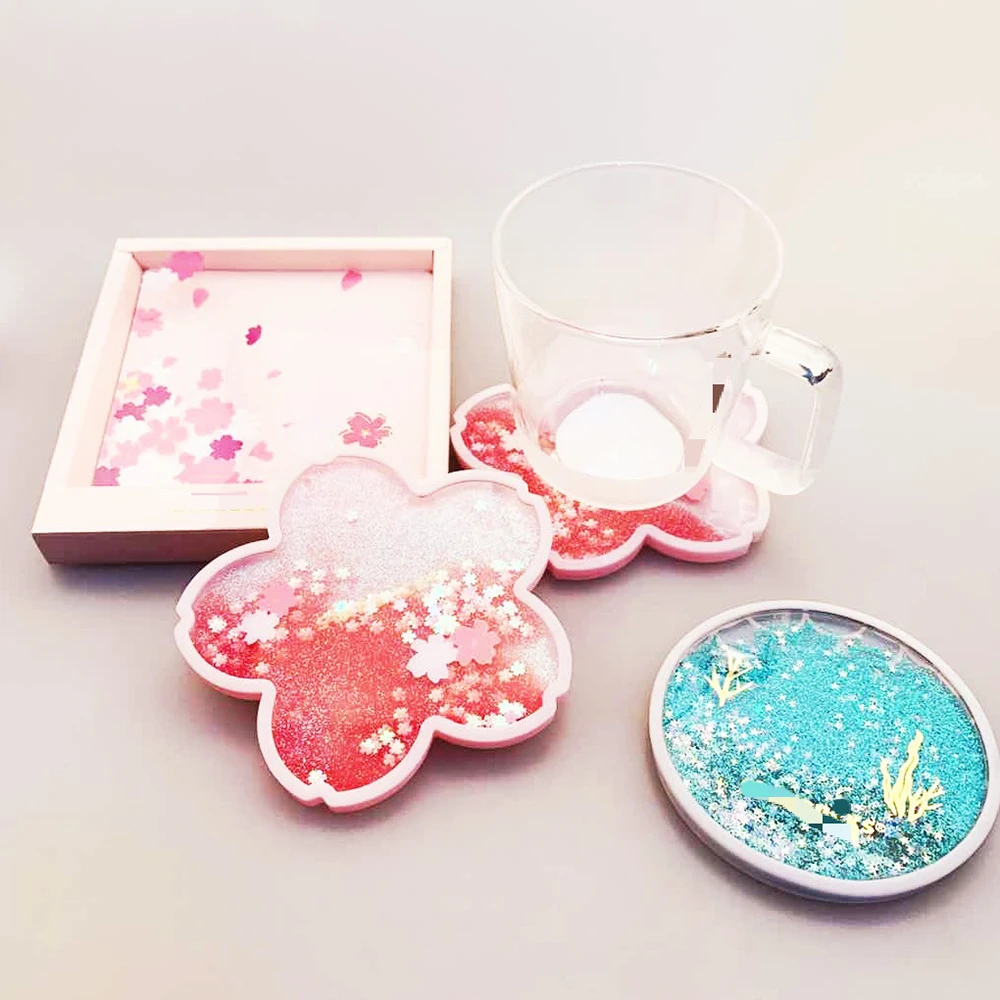 PVC Silicone Coaster Sakura Ocean Coasters Table Cup Mat Non-Slip Coffee Drink Placemat Hot Insulation Pad | Дом и сад