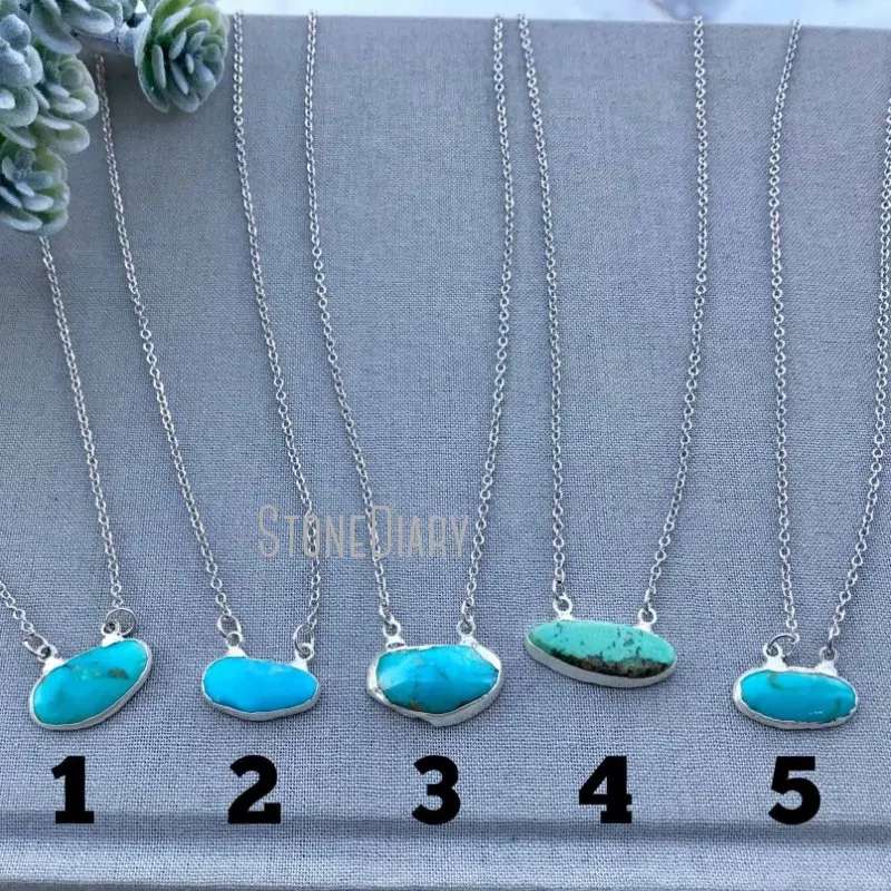 Ожерелье NM11595 из необработанной бирюзы минималистичное бирюзовое ожерелье