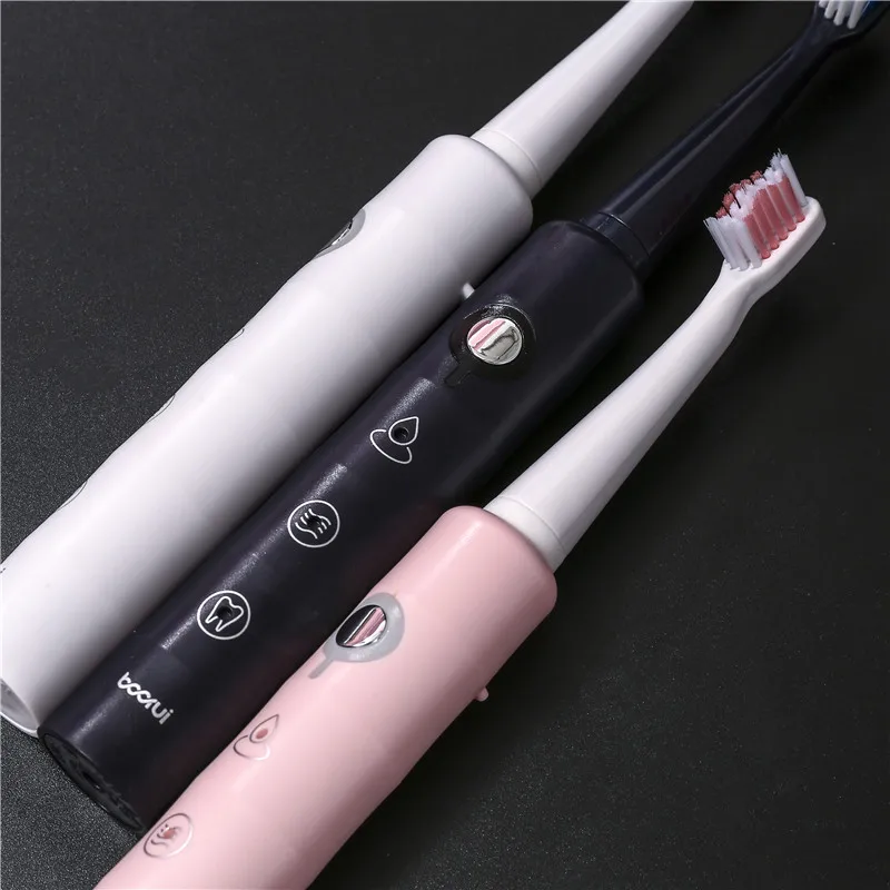 

Toothbrush Electric Rechargable 2sets Electric Teeth Brush Usb 8 Replacement Toothbrush Head Acoustic Wave Tooth Brushs Gifts