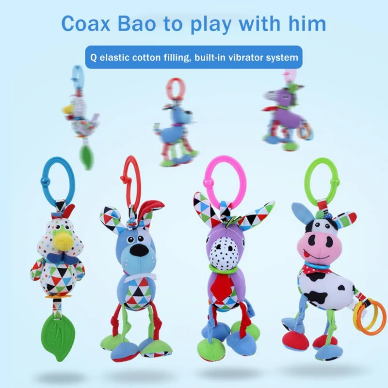 

Kids Baby Soft Rattles Toys Infant Sensory Development Hand Grip Toys Cute Stuffed Animal Handbells for Early Education