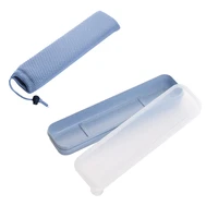 reusable portable wheat straw with storage bag practical school travel transparent cover tableware box set durable cutlery home