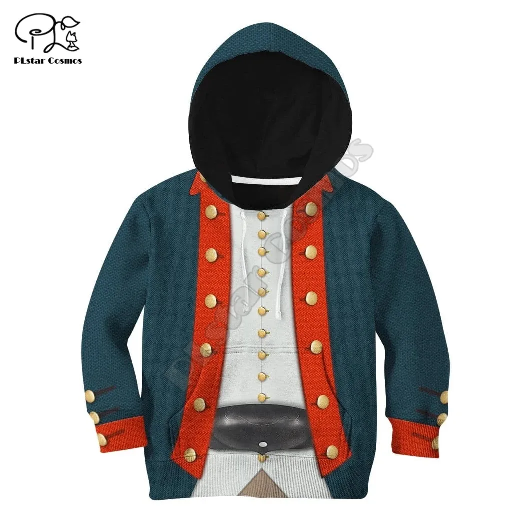 

American Revolutionary War Uniform 3d Hoodies zipper coat Long Sleeve Pullover Sweatshirt Tracksuit Hooded/pants/family t shirts