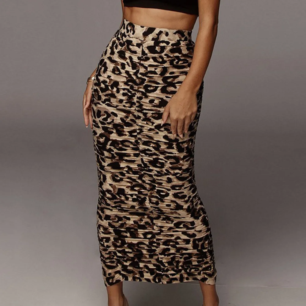 

Длинное платье-карандаш для женщин с леопардовым принтом, змеиная кожа, вечерние облегающие платья с рюшами, высокая талия, Женская длинная ...
