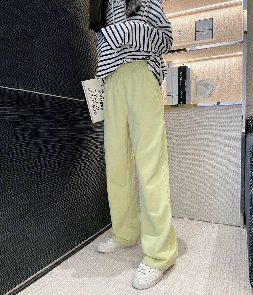 

New Spring Fashion Elastic Waist Women Solid Trousers 2022 Casual Lace-up Loose Female Wide Leg Pants Ladies Pantalon W423a