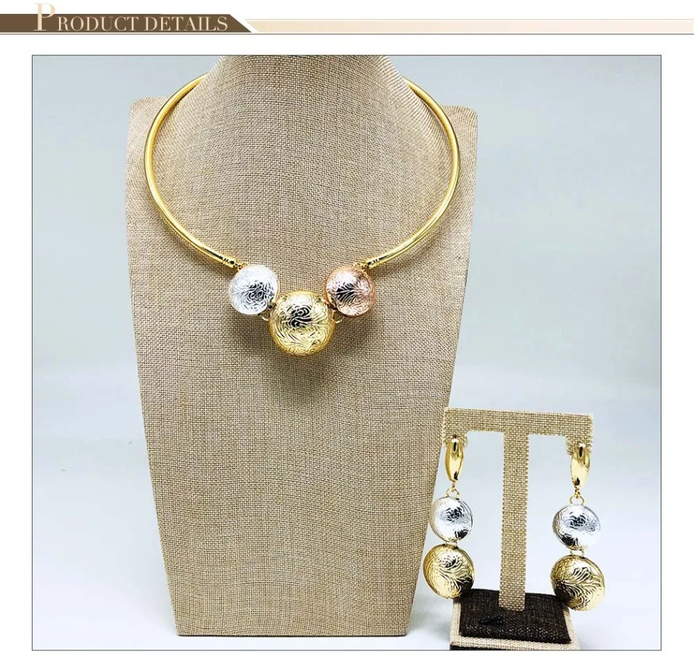 Viennois модные золотые висячие серьги-подвеска колье нигерийский набор украшений для женщин металлические вечерние ювелирные изделия