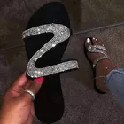 Туфли женские однотонные в римском стиле, повседневные шлепанцы на плоской подошве, с кристаллами, уличные сандалии, Ретро стиль, большие размеры, лето 2021
