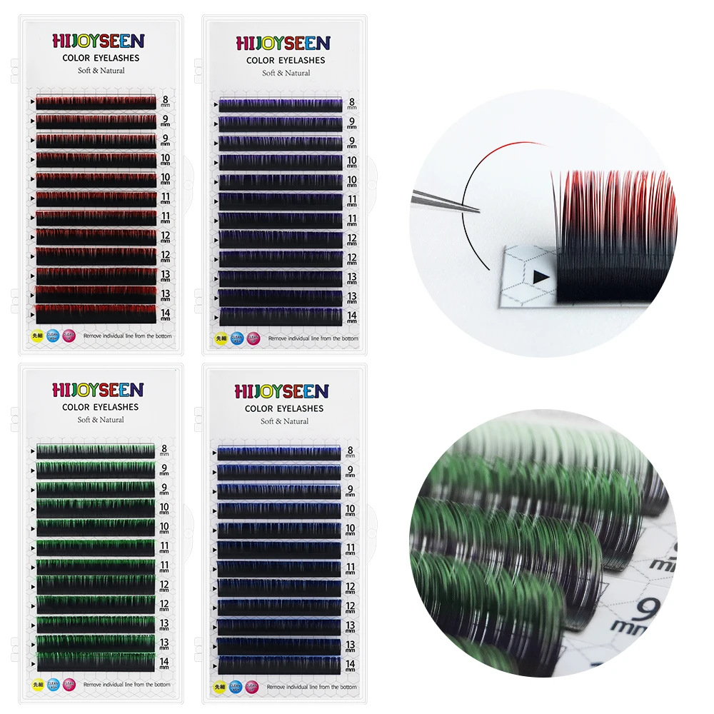 GLAMLASH 12 рядов градиент Омбре красного зеленого и синего цвета фиолетовый цвет