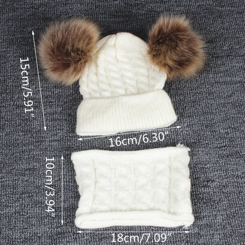 Комплект из 2 предметов для малышей детей зимняя толстая вязка двойная вязаная