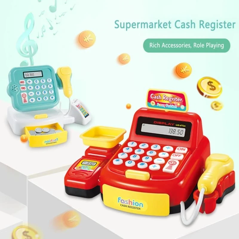 Kid Simulation Electronic Cash Register Toy Set Children Toys Counter Verification Role Pretend Play Cashier Toy Gift