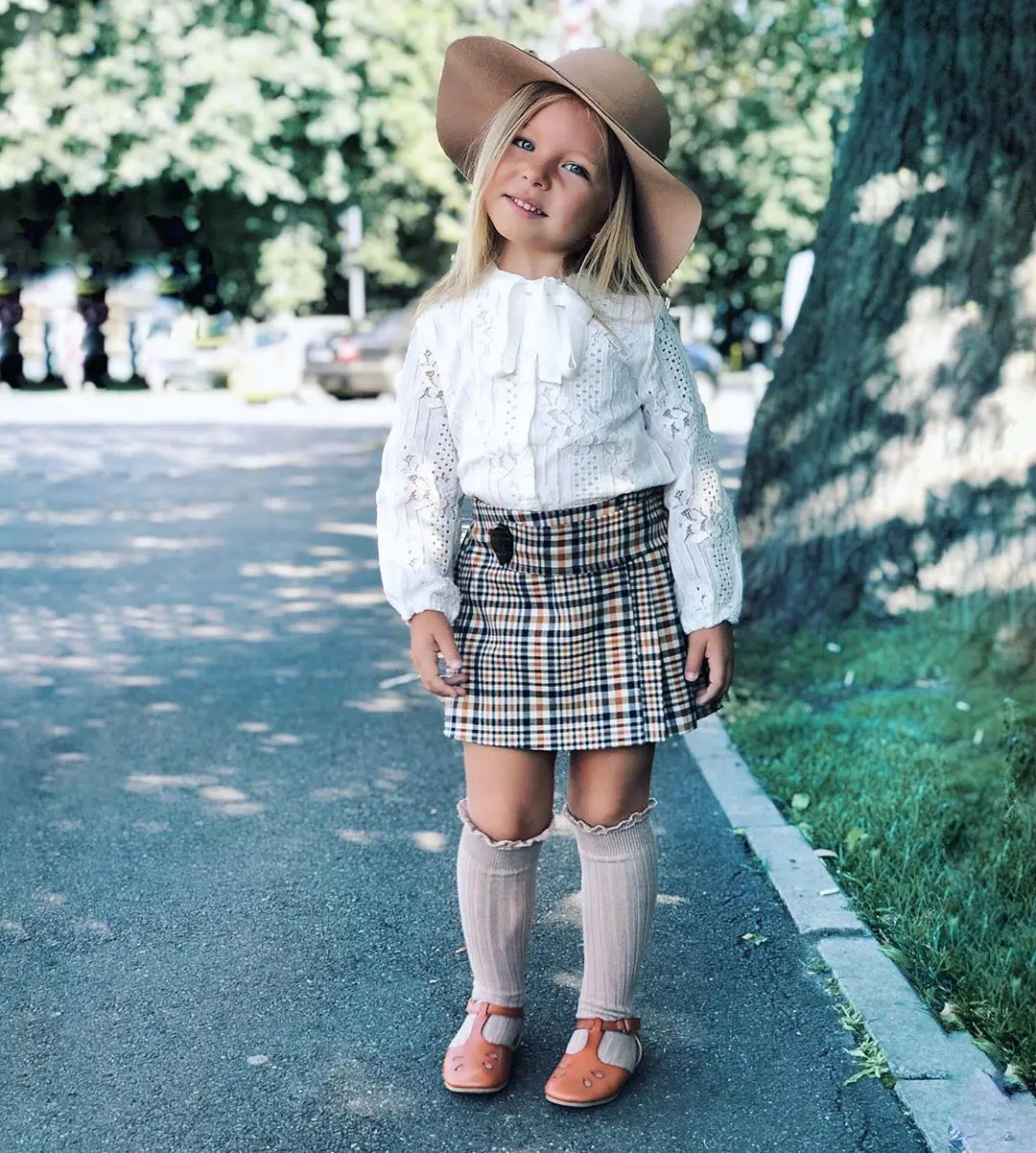 

1-6Y Cute Toddler Kid Baby Girl Clothes Sets White Lace Tops T-shirt Plaid Print Skirt 2pcs Outfits Clothes Casual Set