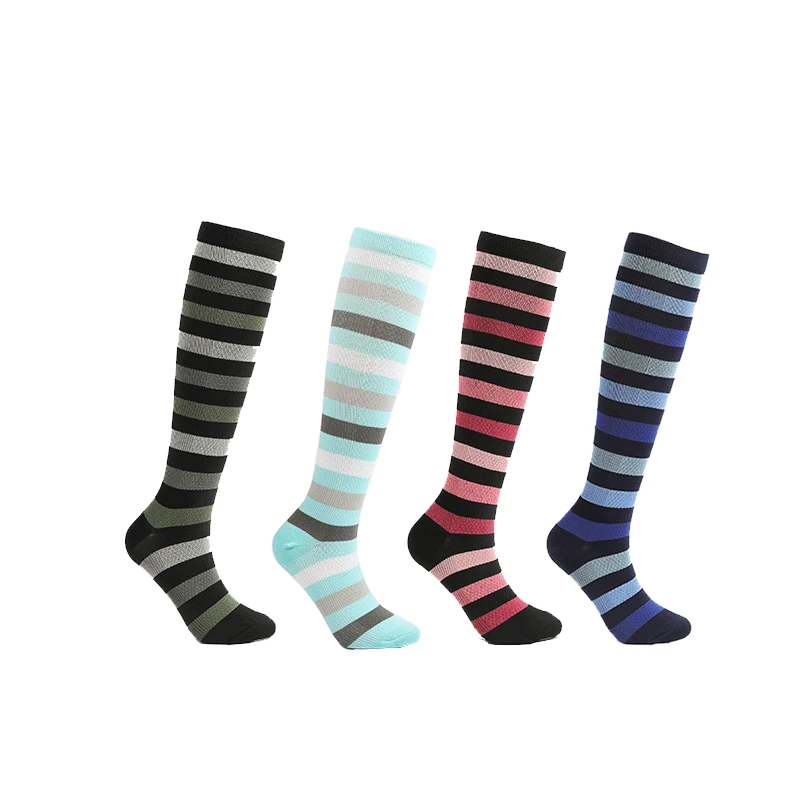 Crew Sport Sock Striped Compression Socks 4 PAIRS Running Riding Outdoor Cycling Compression Socks Wholesale Football Socks