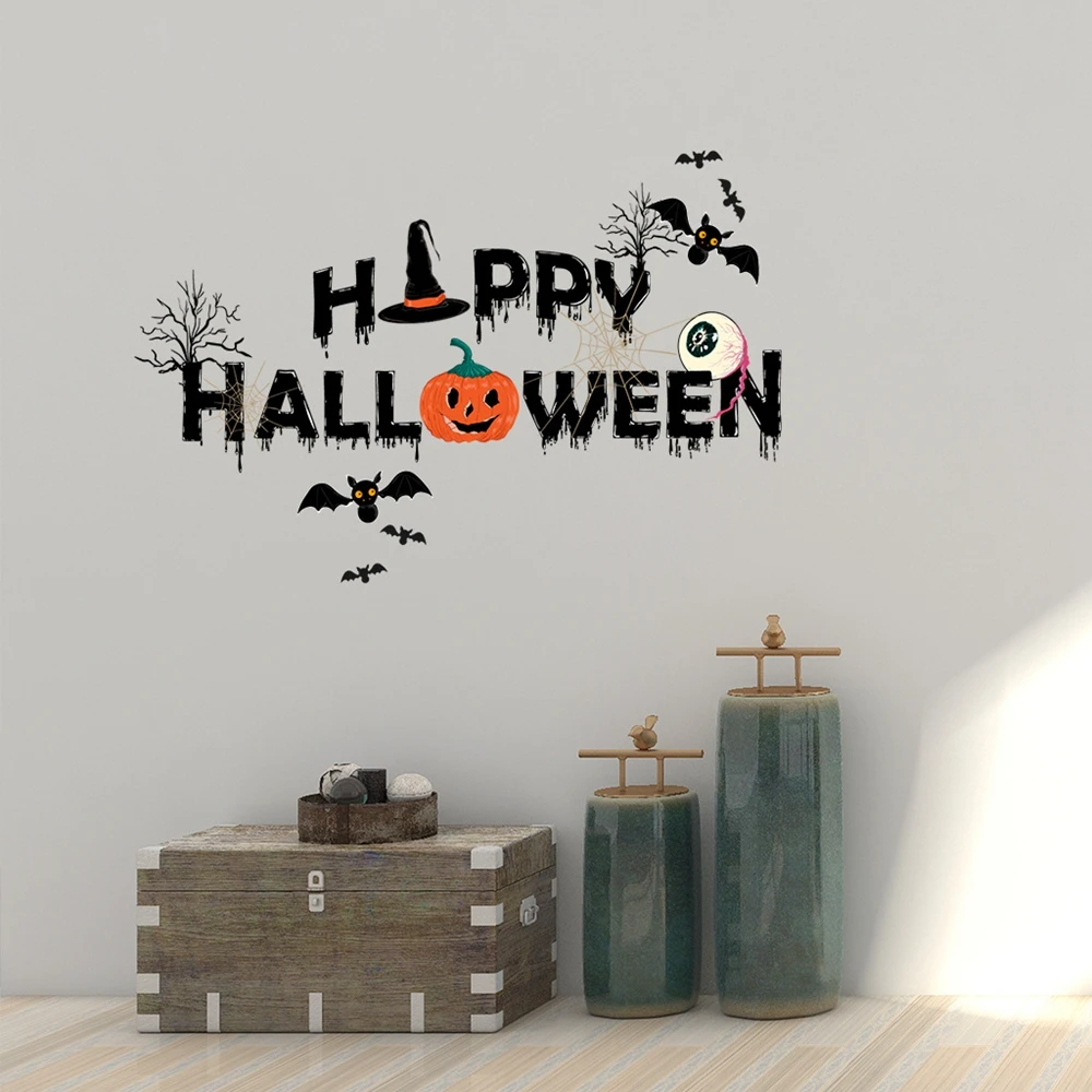 Наклейки на стену Хэллоуин пауки летучие мыши|Наклейки стену| |