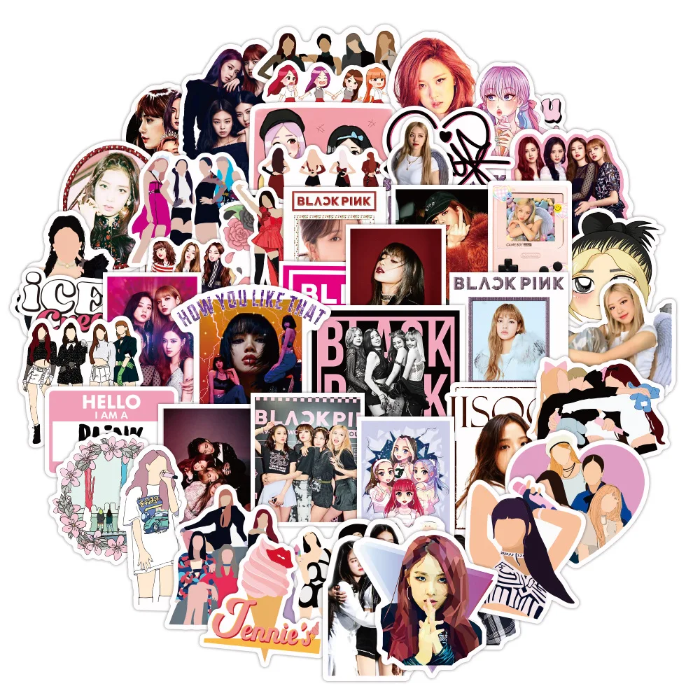 Pegatinas de grupo de chicas Kpop coreano Star, pegatinas para ordenador port&aacute;til, coche, guitarra, equipaje, monopat&iacute;n, pegatina de Graffiti impermeable, juguete para ni&ntilde;os, 10/30/50 Uds.-1