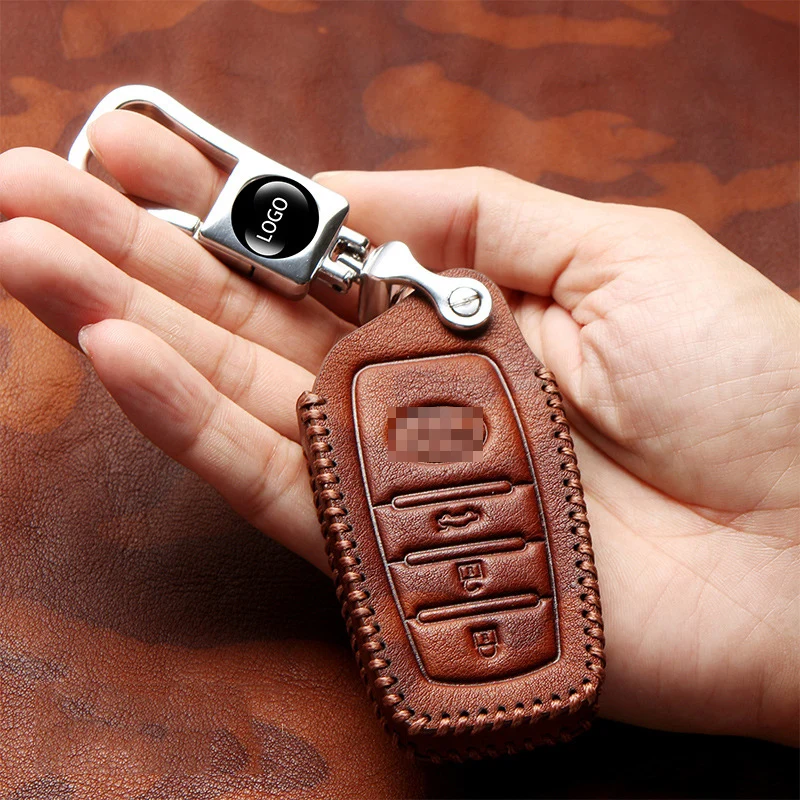 Высококачественный кожаный чехол с верхним слоем для ключей Toyota CHR Auris Corolla Camry Prado